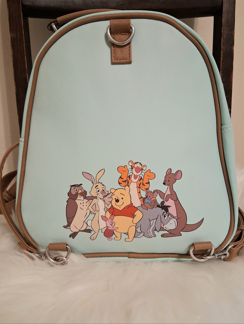 Disney Winnie the Pooh Mini Backpack Adjustable Straps Mint Green - Picture 3 of 12